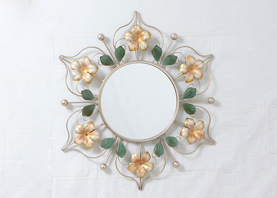 Wrought Frame Decorative Framed Metal Flower Mirror