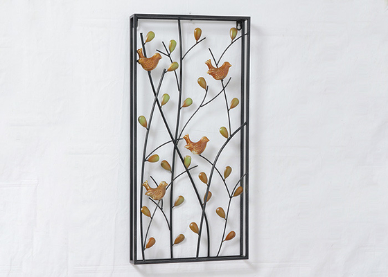 Home Garden Birds In Tree Framed Metal Tree Wall Art