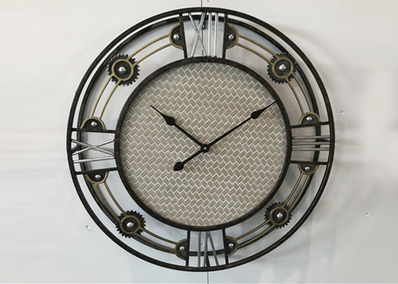 Handmade Black Round Iron Wire Metal Wall Art Clock