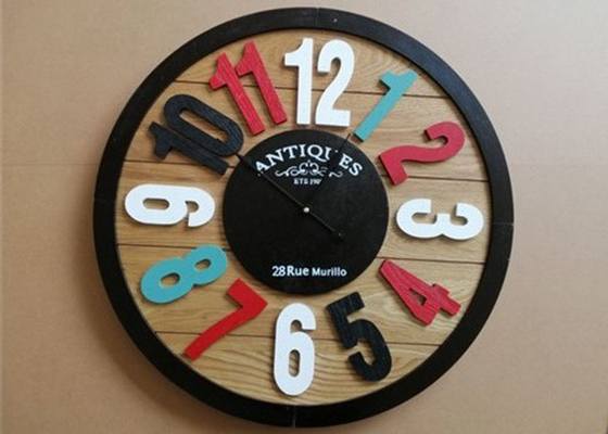 Black Round Edge 3D Oversized Decorative Wooden Clocks