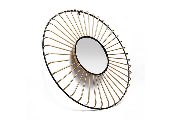 Simplify Black And Gold Round Mirrored Metal Wall Art For Outdoor Indoor Decor