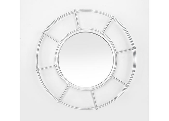 Layered Round Silver Metal Frame Decorative Wall Mirror Small Size For Wall Decoration