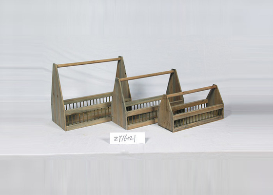 3 Sets Utensils Wooden Crate Basket