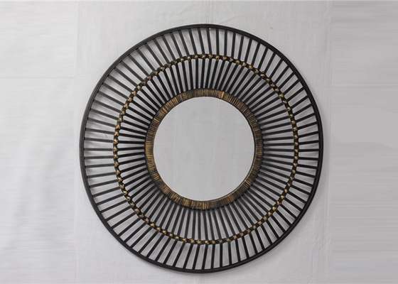 ZY919092 Black Wall Art Mirror Gold Dotted Bamboo Wall Decoration