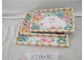 Flower Theme Floral PU Surface Wooden Food Tray