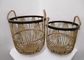 ZHONGYI Set Of 2 Round Bamboo Floor Baskets With Rope Handle, Brown