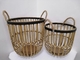 Brown Round Vintage Bamboo Basket Set