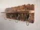 Handmade 15.75 Inch Dark Brown Wood Wall-Mounted Coat Rack, 4 Hooks