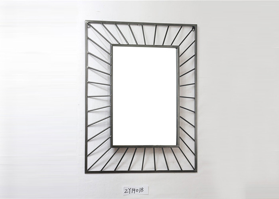 Large Rectangle Black Framed Metal Wall Art Mirror