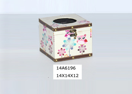 Household PU Leather MDF SGS Wooden Tissue Box