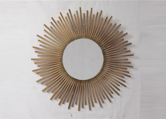 ZY919094 Painting Rural Style Sunburst Mirror Bamboo Wall Decor