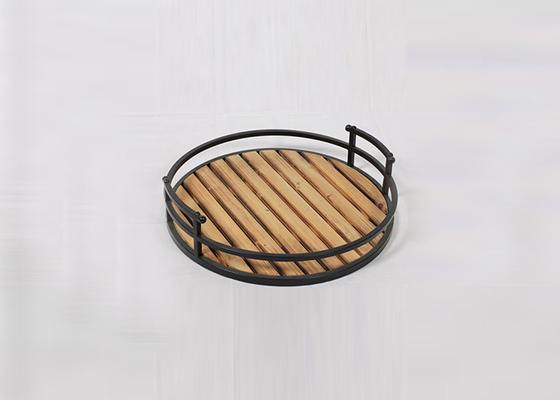 Black Metal Handle 67X5.5X86cm Wood Batten Tray