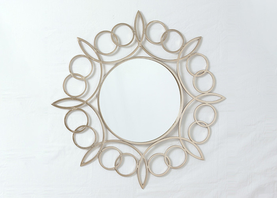 Modern Bedroom Rose Gold Floral Metal Wall Art Mirror