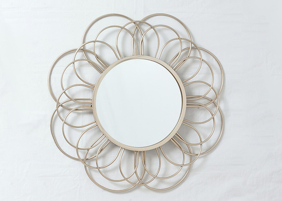 Modern Bedroom Rose Gold Floral Metal Wall Art Mirror