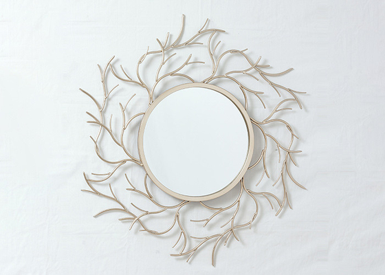 Modern Bedroom Rose Gold Floral Metal Wall Art Mirror