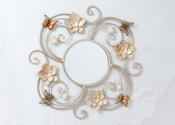 Girl'S Room Butterflies And Florals Metal Wall Art Mirror