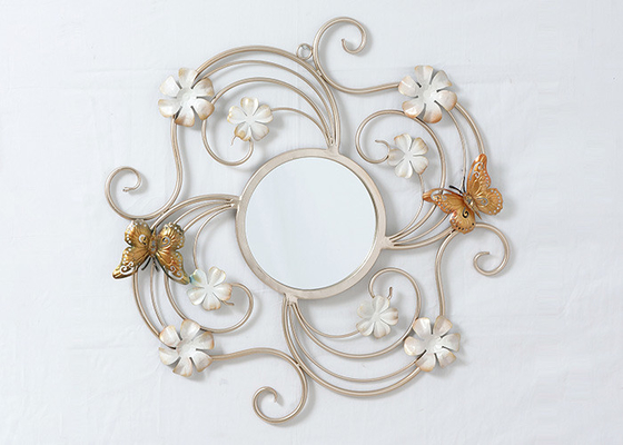 Girl'S Room Butterflies And Florals Metal Wall Art Mirror