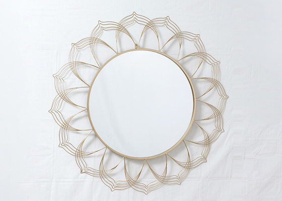 Round Modern Wrought Handicraft Metal Wall Art Mirror