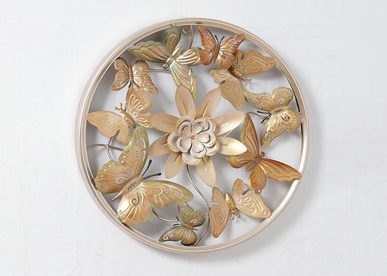 Decorative Tree Flower Oval Rose Gold Metal Wall Decor