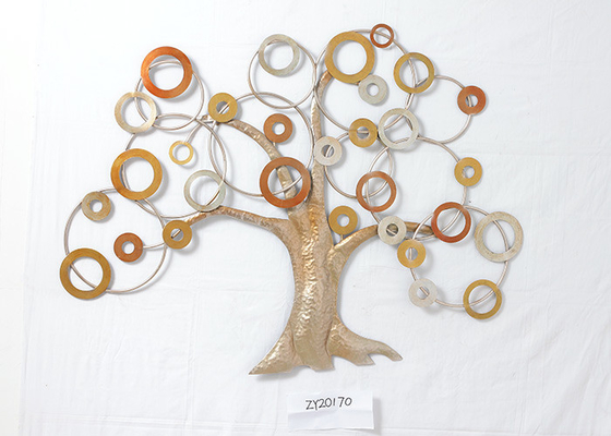 Rose Gold Silver Frameless Tree Metal Wall Art Decor