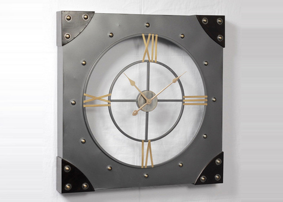 Indoor Outdoor Metal 3D Vintage Square Retro Wall Clock