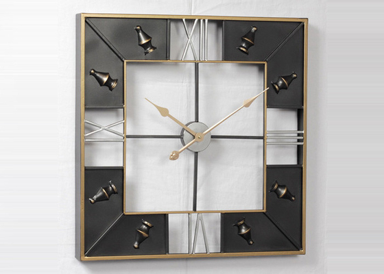 Indoor Outdoor Metal 3D Vintage Square Retro Wall Clock