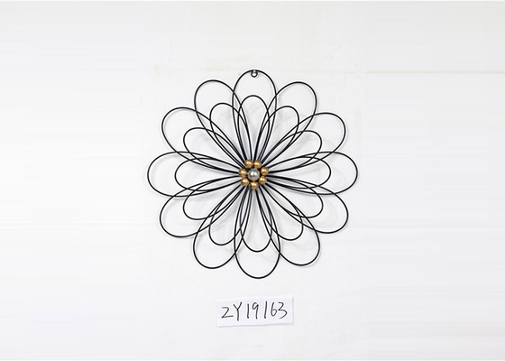 ZY19164 Metal Wall Art Geometric Circular Abstract Modern Cross 37 Inch Black And Gold Color
