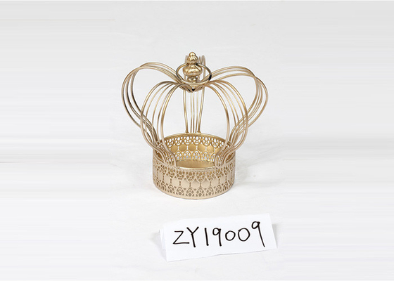 Metal Crown Shape Iron Pedestal Pillar Candle Holder