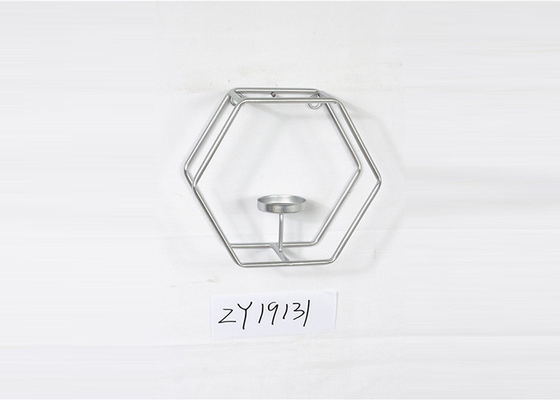 Black Silver Wall Decoration Hexagonal Sconce Candle Holder