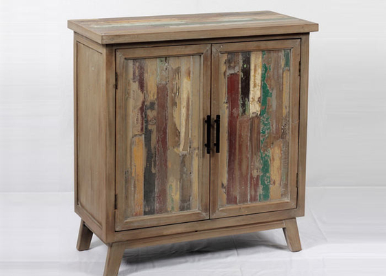 Shoes Storage Metal Handle Reclaimed Wood Accent Cabinet