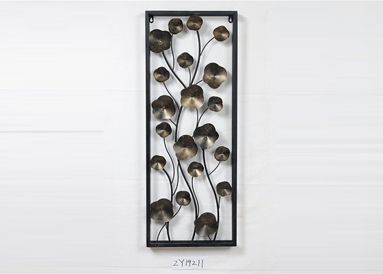 Bronze Metal Wall Decor Vintage Home Decorations Floral Design Black Frame