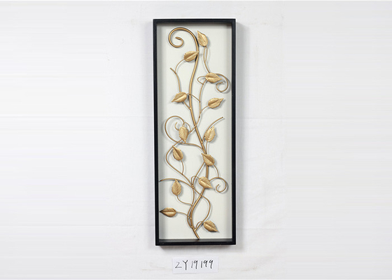 Wooden Framed Metal Floral Design Wall Art Decoration For Home Gallery Hotel