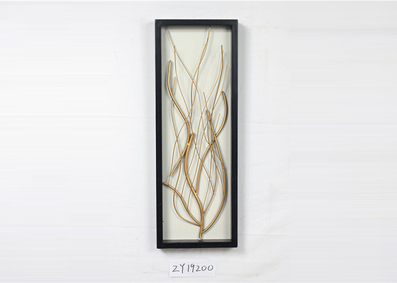 Wooden Framed Metal Floral Design Wall Art Decoration For Home Gallery Hotel