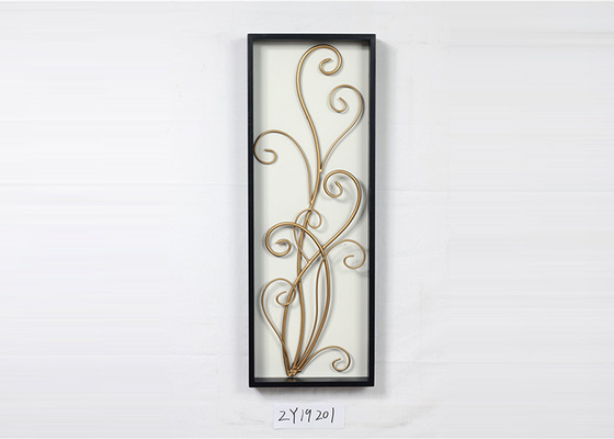 Wooden Framed Metal Floral Design Wall Art Decoration For Home Gallery Hotel