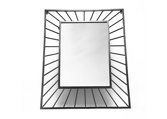 Large Rectangle Black Framed Metal Wall Art Mirror