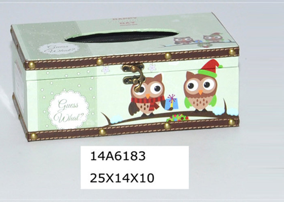 PU Color Printing Dirt Resistant Wooden Tissue Box