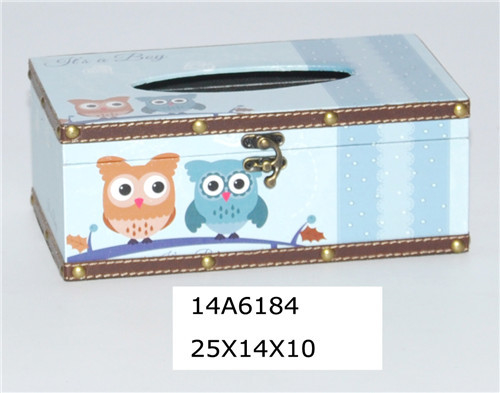 PU Color Printing Dirt Resistant Wooden Tissue Box