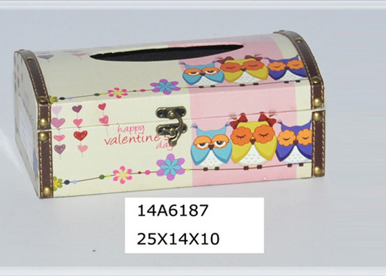 PU Color Printing Dirt Resistant Wooden Tissue Box