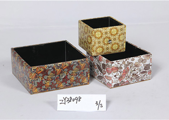 Bathroom 3 Sets PU Leather Printed Wooden Food Tray