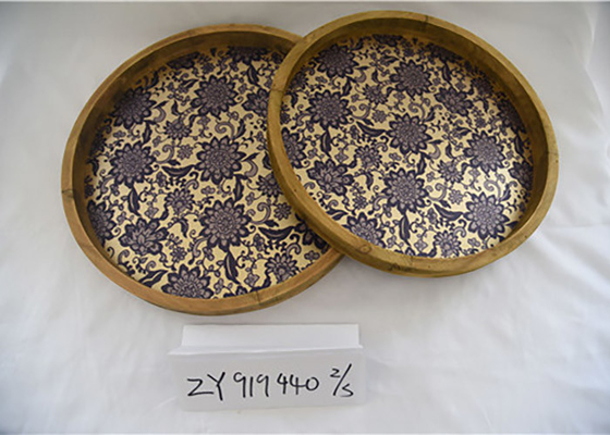 Retro Metal Printed Entryway Table Wooden Food Tray