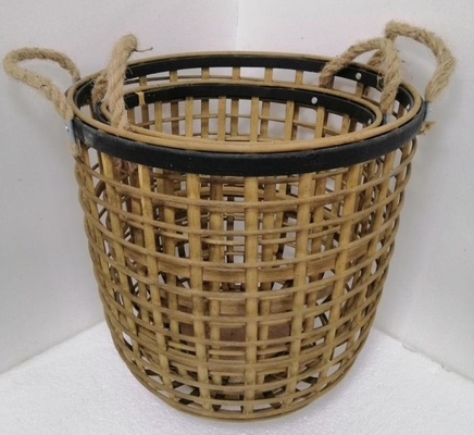 Bamboo Handmade Set Of 2 Basket Storage For Kitchen Or Bathroom