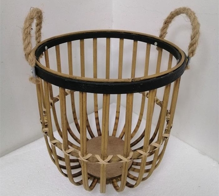 Brown Round Vintage Bamboo Basket Set